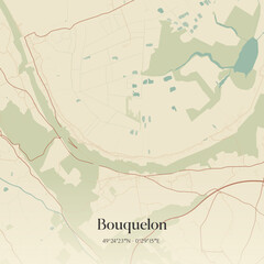 Fototapeta premium Vintage map of Bouquelon, France.