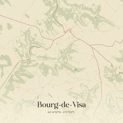 Fototapeta premium Vintage map of Bourg-de-Visa, France.