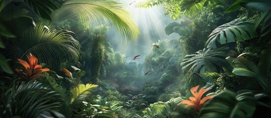 Lush Jungle Sunlight Rays