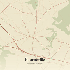 Obraz premium Vintage map of Bourneville, France.