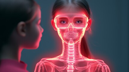Holographic projection of a doctorConsultation with patients via telemedicine.