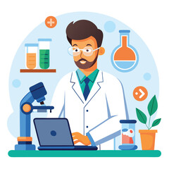 doctor doing his research in his lab vector