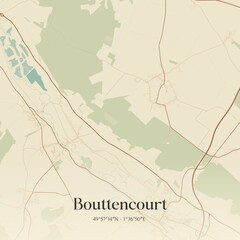 Obraz premium Vintage map of Bouttencourt, France.