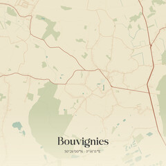 Obraz premium Vintage map of Bouvignies, France.