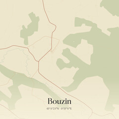 Obraz premium Vintage map of Bouzin, France.