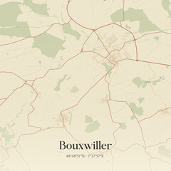 Fototapeta premium Vintage map of Bouxwiller, France.