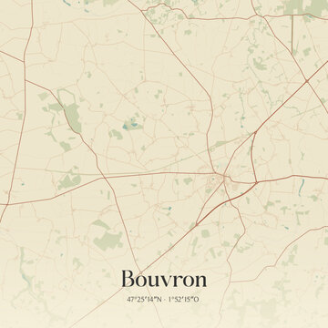 Vintage map of Bouvron, France.