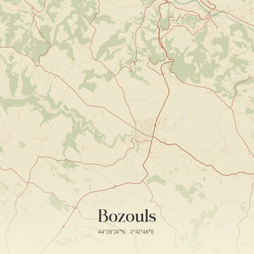 Vintage map of Bozouls, France.