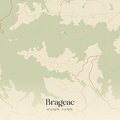 Fototapeta premium Vintage map of Brageac, France.