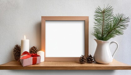 Rustic Revelry Pine Boughs, Candlelight, and Gifted Delights Adorn a Dusky Rustic Tableau A Cozy Scene of Autumnal Warmth and Seasonal Cheer