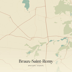 Fototapeta premium Vintage map of Braux-Saint-Remy, France.
