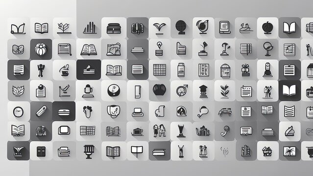 "Education Icons Collection: Flat Design, Thin Outline Set of Academic and Educational Symbols"
