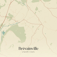 Obraz premium Vintage map of Brévainville, France.