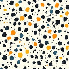 Fototapeta premium Colorful abstract pattern with black, orange, and blue dots on a light background