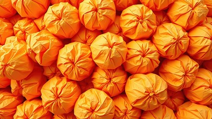 Crumpled Orange Paper Balls Pattern - Abstract Art
