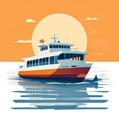 an AI Image Generator, Illustration of a Passenger Ferry