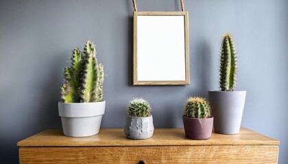 Scandinavian Minimalist Haven Chic Mock Up Poster Frame and Rustic Wooden Shelf in a Cool, Inviting Space, Infused with Neutral Tones and a Hint of Warmth.