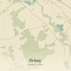Vintage map of Brinay, France.
