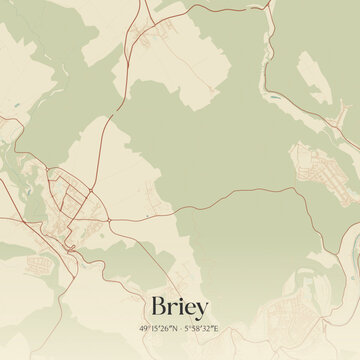 Vintage map of Briey, France.