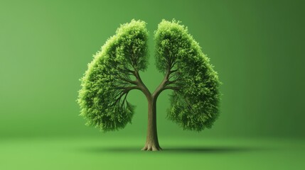  Tree Shaped Like Lungs on Green Background