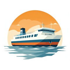 Fototapeta premium an AI Image Generator, Illustration of a Passenger Ferry
