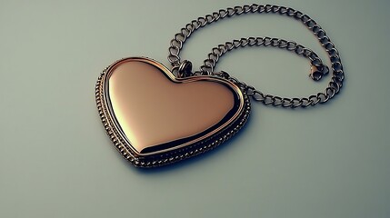 Heart-shaped gold pendant on chain, studio shot