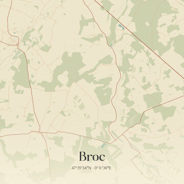 Vintage map of Broc, France.