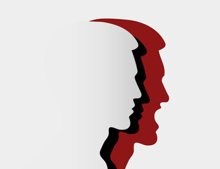 Shadow of an angry man, real portrait calm and quite