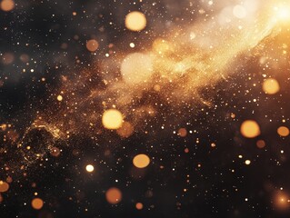 Obraz premium Golden bokeh lights, abstract background, festive sparkle, celebratory design