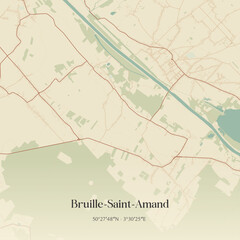 Obraz premium Vintage map of Bruille-Saint-Amand, France.