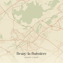 Fototapeta premium Vintage map of Bruay-la-Buissière, France.