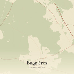 Obraz premium Vintage map of Bugnières, France.