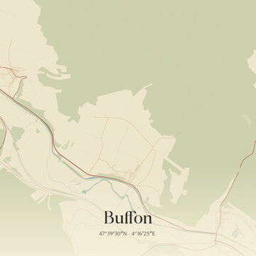 Vintage map of Buffon, France.