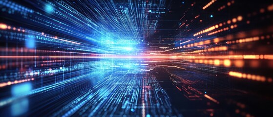 Fototapeta premium Abstract digital light streaks in motion, technology scene