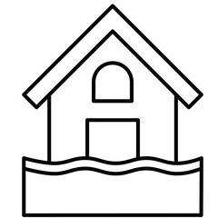 水害に遭う家のイラスト