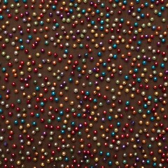 Colorful Beads Scattered on Brown Background