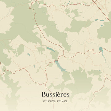 Vintage map of Bussi&egrave;res, France.