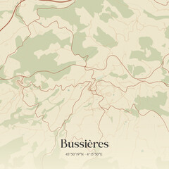 Fototapeta premium Vintage map of Bussières, France.