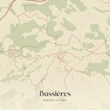Vintage map of Bussi&egrave;res, France.