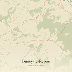 Vintage map of Bussy-le-Repos, France. © Rezona