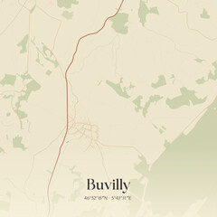 Obraz premium Vintage map of Buvilly, France.