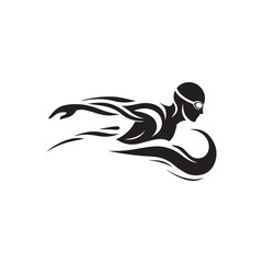 Swimming of silhouette vector design