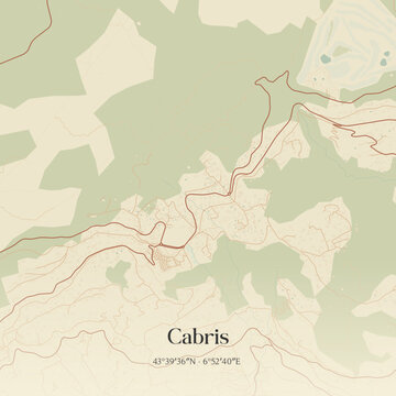 Vintage map of Cabris, France.