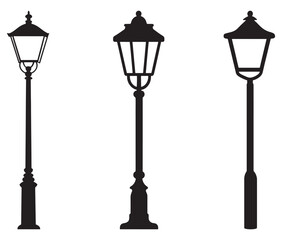 Street Lamp Vector, Vintage Street Lamp Silhouettes Collection. 