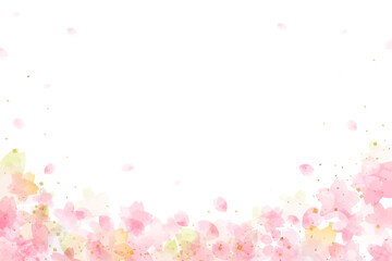 桜の水彩風背景イラスト、春の水彩風バックグラウンド