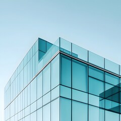 Fototapeta premium Minimalist Glass Architectural Building with Geometric Angular Design