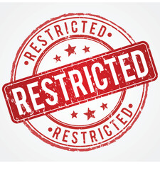 Round Shaped Red Restricted Stamp in Grunge Look