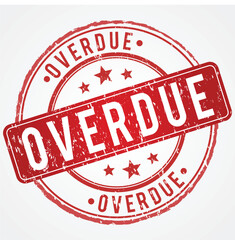 Round Shaped Red Overdue Stamp in Grunge Look