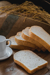 Sliced ​​Bread on wooden background