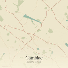 Vintage map of Cambiac, France.